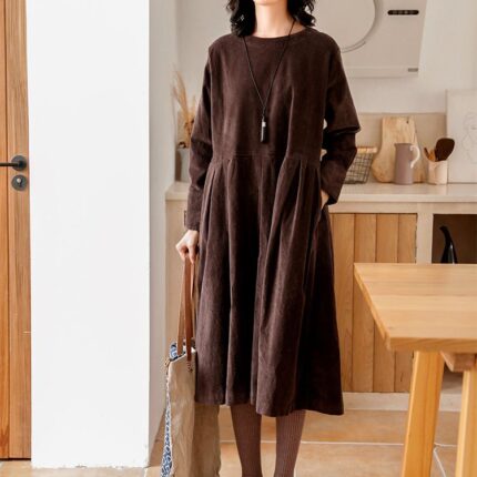 Loose Dresses for Women, Casual Winter Dress, Blue Midi Dress